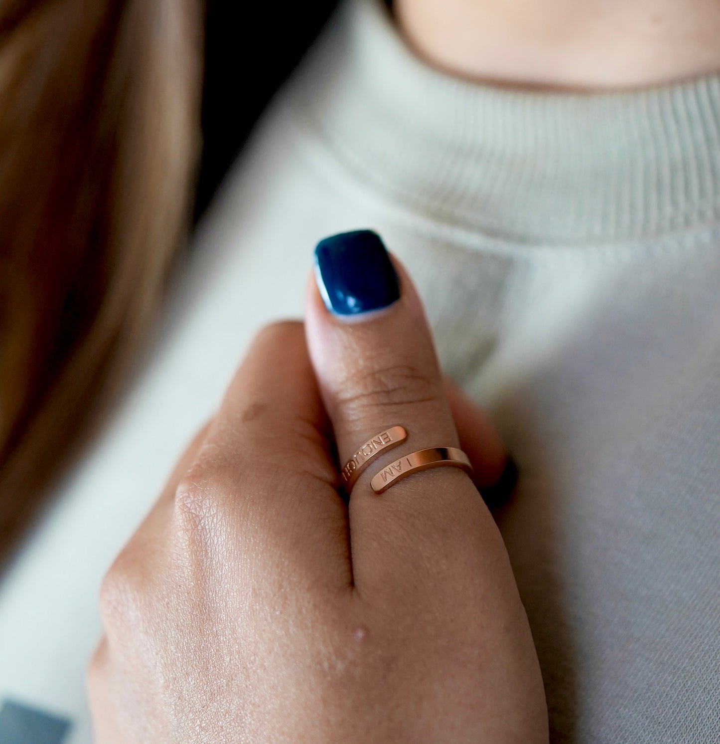 'I AM ENOUGH' RING - ROSE GOLD