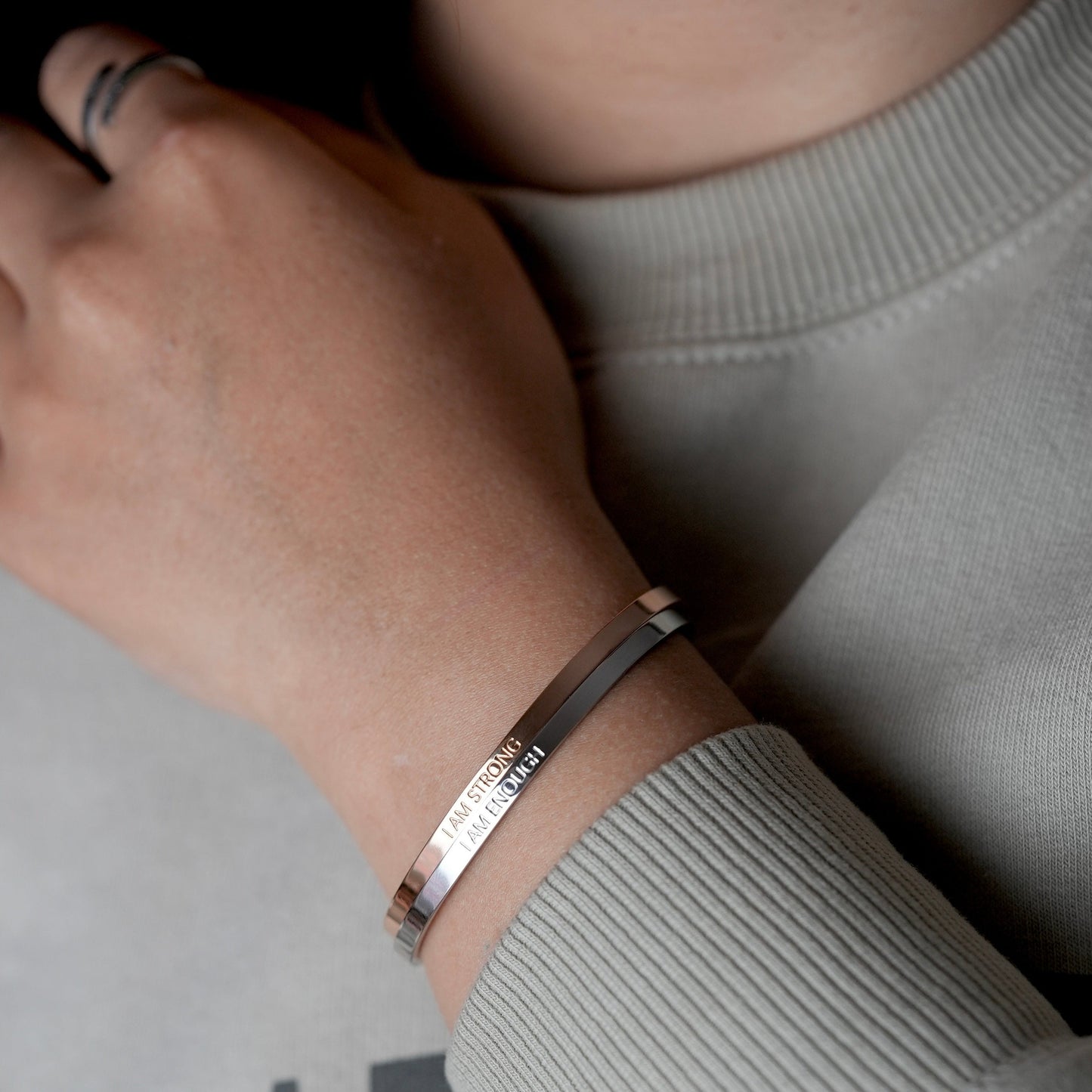 'I AM ENOUGH' CUFF BANGLE - SILVER