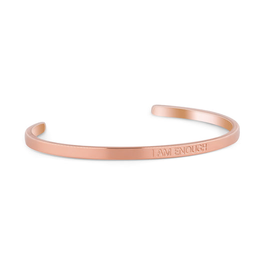 'I AM ENOUGH' CUFF BANGLE - ROSE GOLD