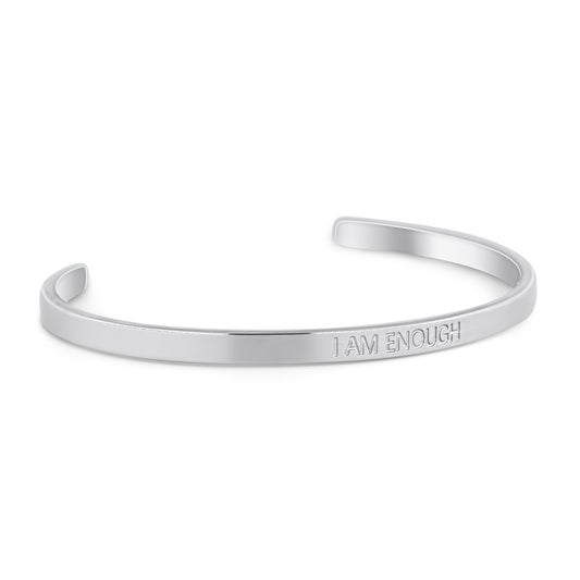 'I AM ENOUGH' CUFF BANGLE - SILVER