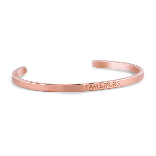 'I AM STRONG' CUFF BANGLE - ROSE GOLD