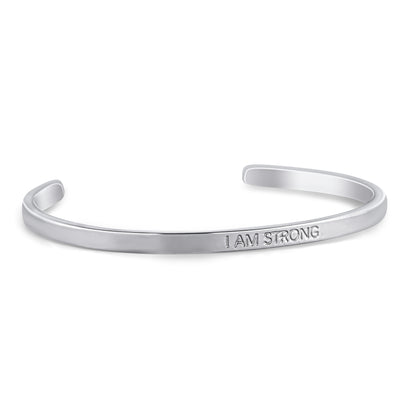 'I AM STRONG' CUFF BANGLE - SILVER